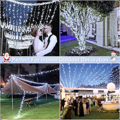2 Pack Christmas Lights Outdoor, Total 200FT 600LED Christmas Tree Lights