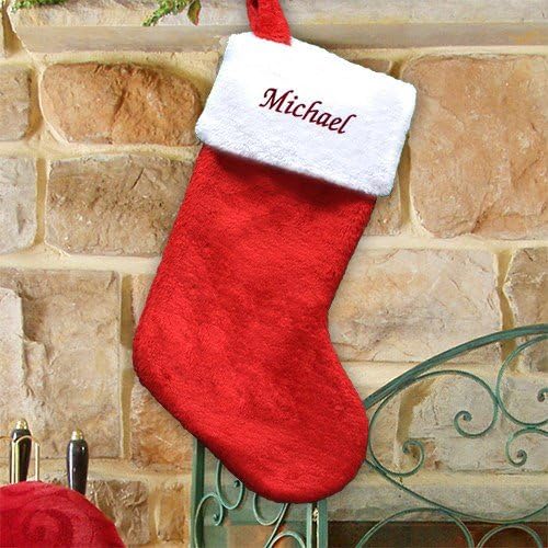 GiftsForYouNow Embroidered Red Plush Personalized Christmas Stocking, Customized, Stocking for The Mantle