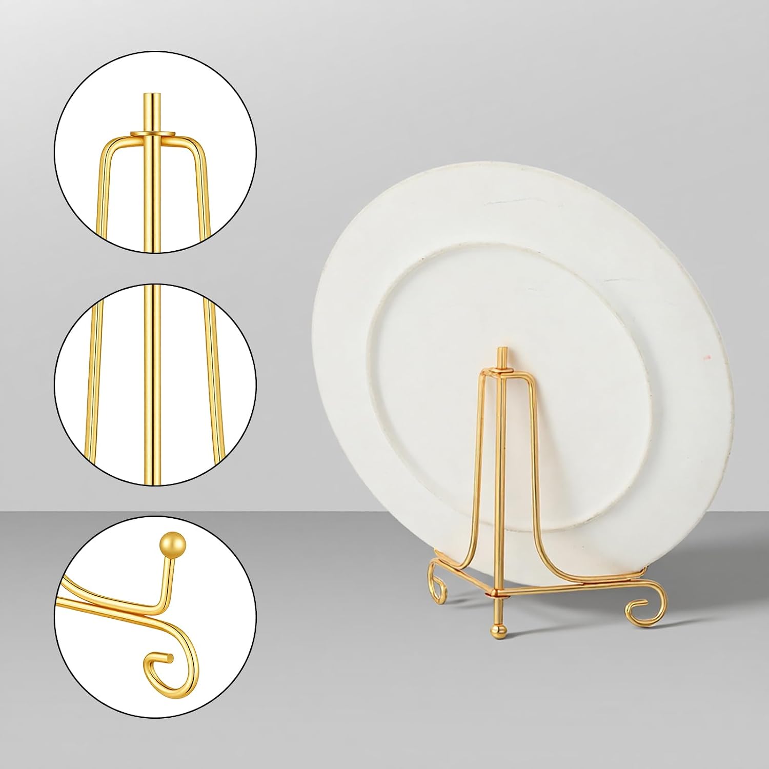 Decorative Plate Holders for Displaying / Gold / 4 Inch / Set of 15