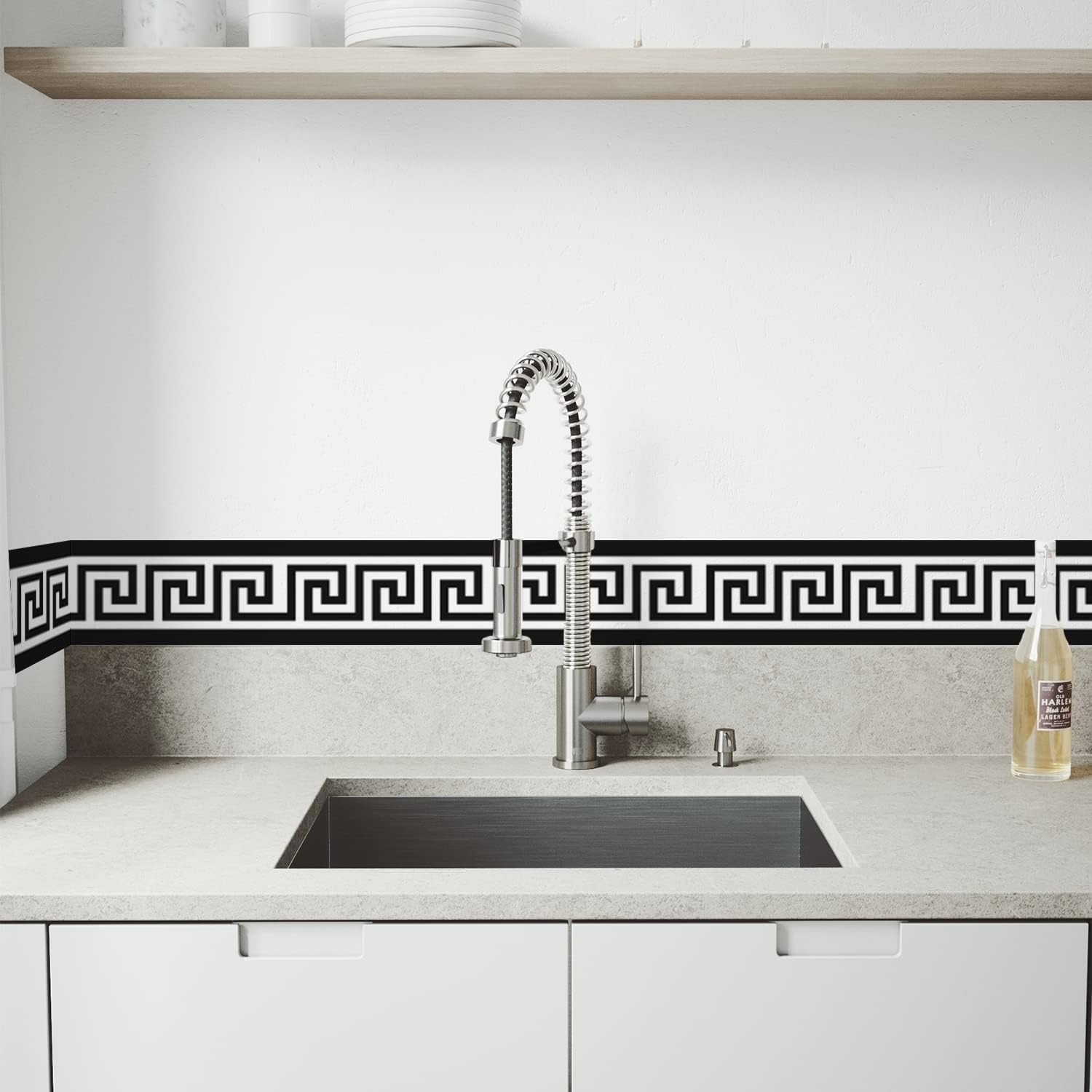 Self Adhesive Skirting Wall Waist Line Decal / Pvc White Black / 3.9 x 78.7