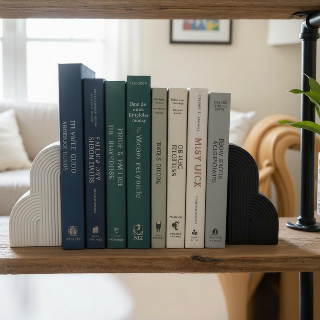 Modern Bookends for Heavy Books / Black and White