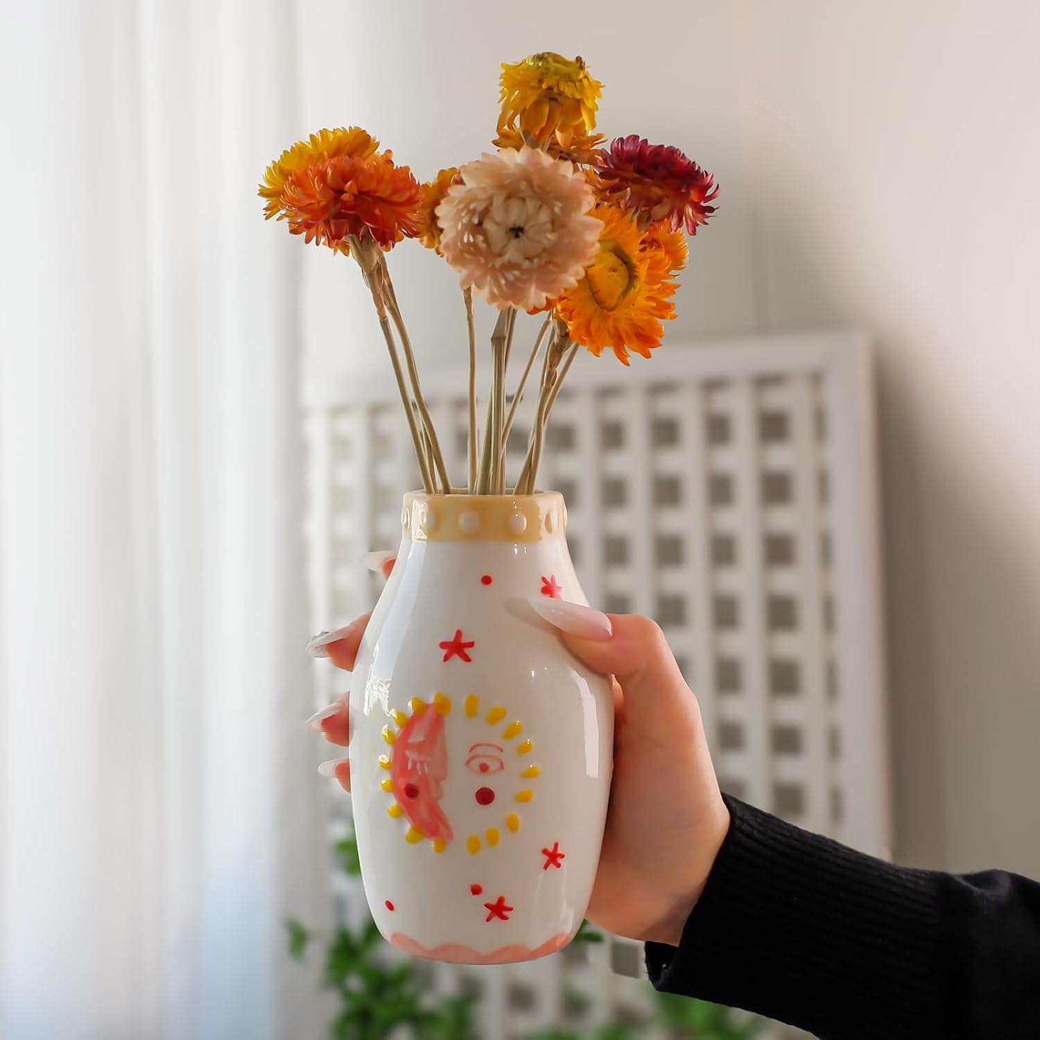 Boho Small Ceramic Bud Vase / Bohemian Vase / Cream