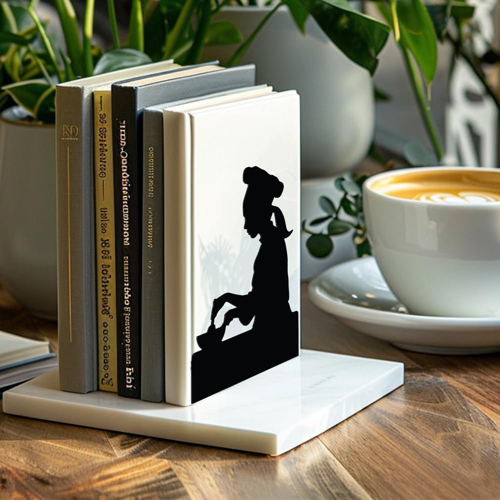 Metal Bookends Stopper Holder Stand / Male and Female Chefs / 5.3 x 4.3 x 7.5