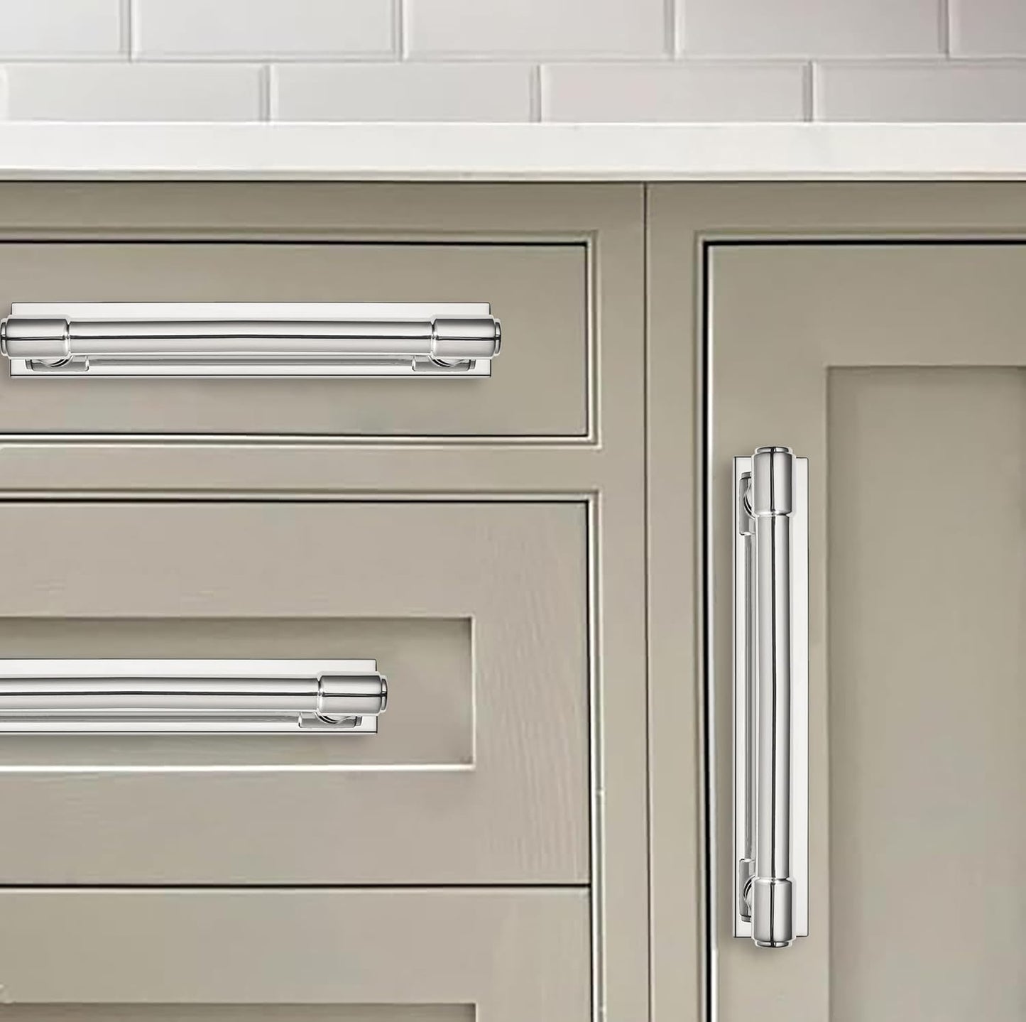 5 Pack 5 inch (128 mm) Center to Center Polished Nickel Cabinet Pull Backplate with Base Plate Zinc Solid Kitchen