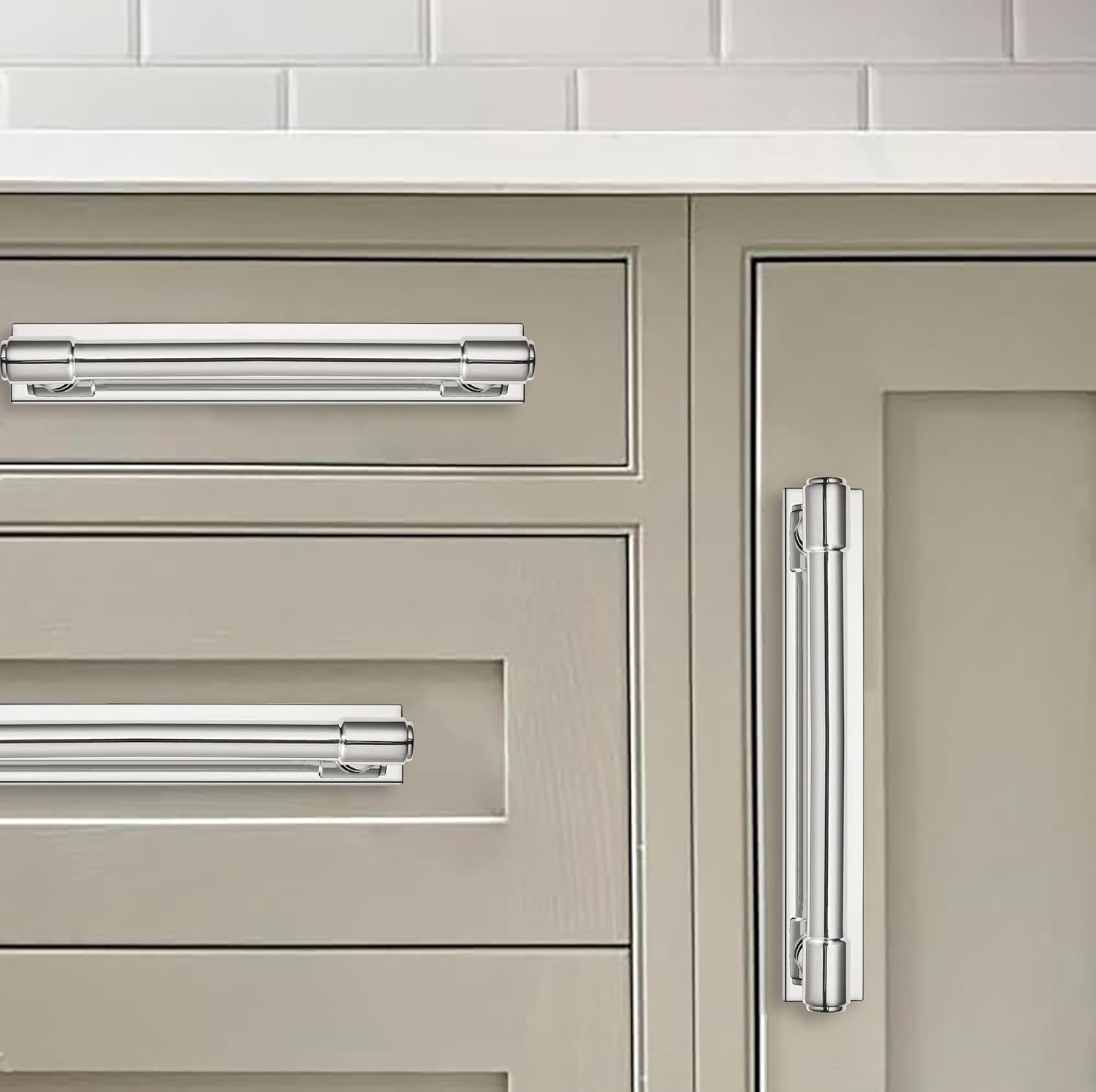 5 Pack 5 inch (128 mm) Center to Center Polished Nickel Cabinet Pull Backplate with Base Plate Zinc Solid Kitchen