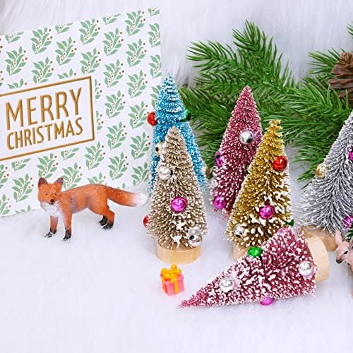 Yookat 12Pcs Mini Christmas Trees Sisal Trees Pine Trees Bottle Brush Trees