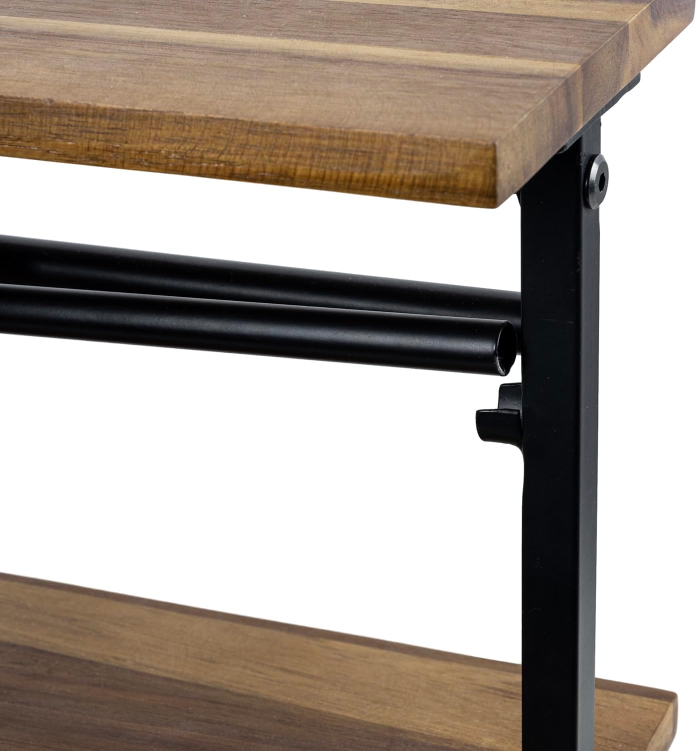 MyGift Acacia Wood Paper Towel Holder, Black Metal Frame & Top Shelf | Acacia wood holder keeps paper towel rolls