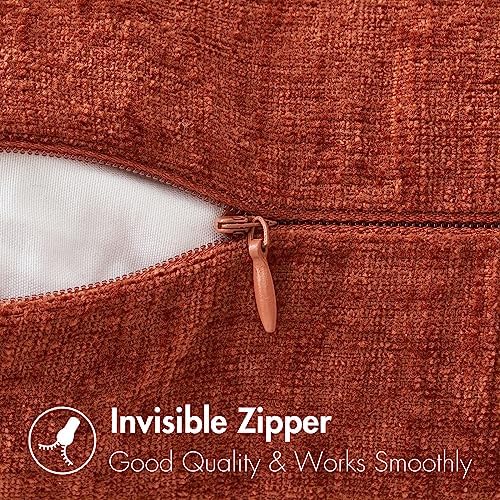 MIULEE Soft Chenille Fall Throw Pillow Covers Burnt Orange 18x18 Pack of 2