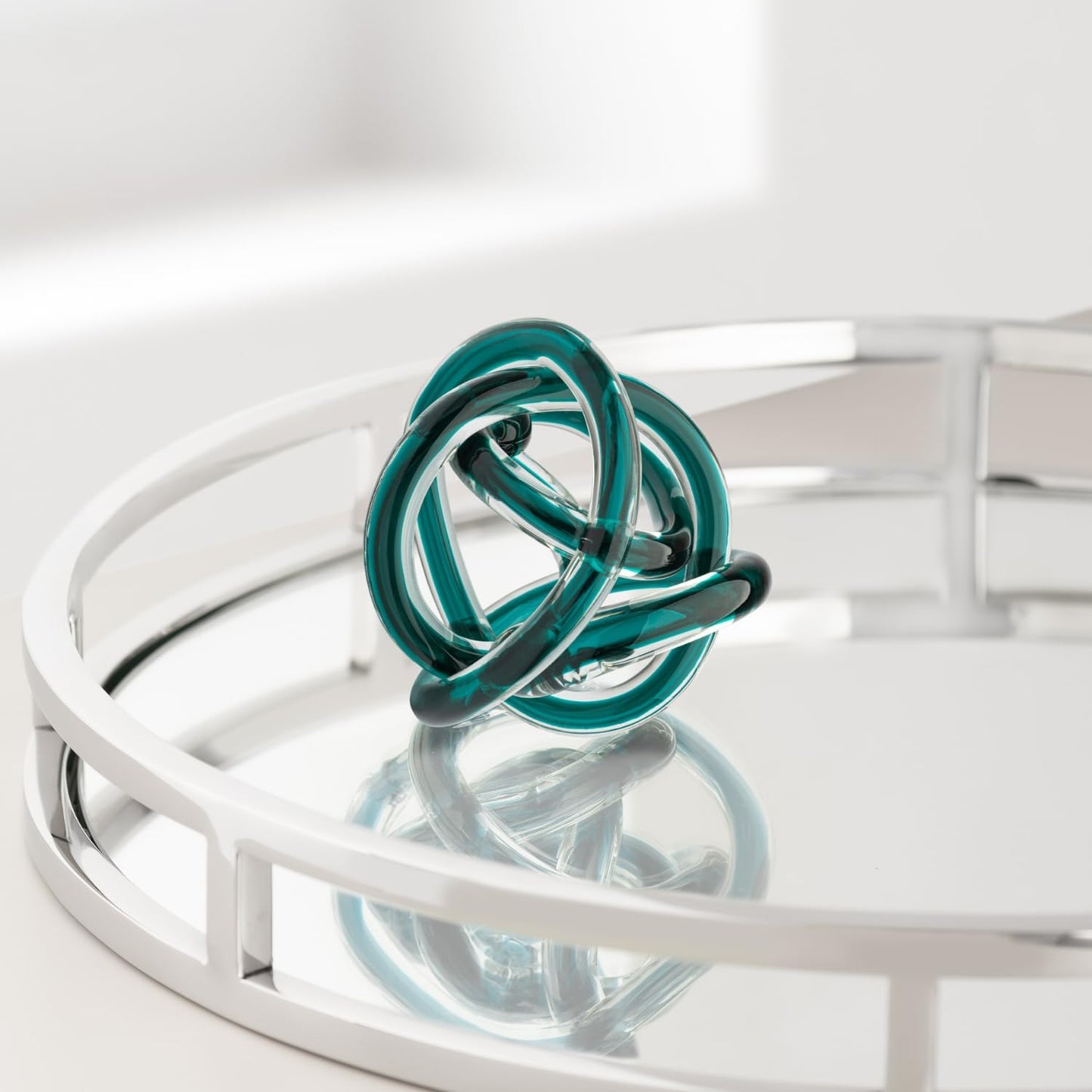 Glass Art Knot Decor Ball / 3-inch Diameter / Teal / 3 Inch
