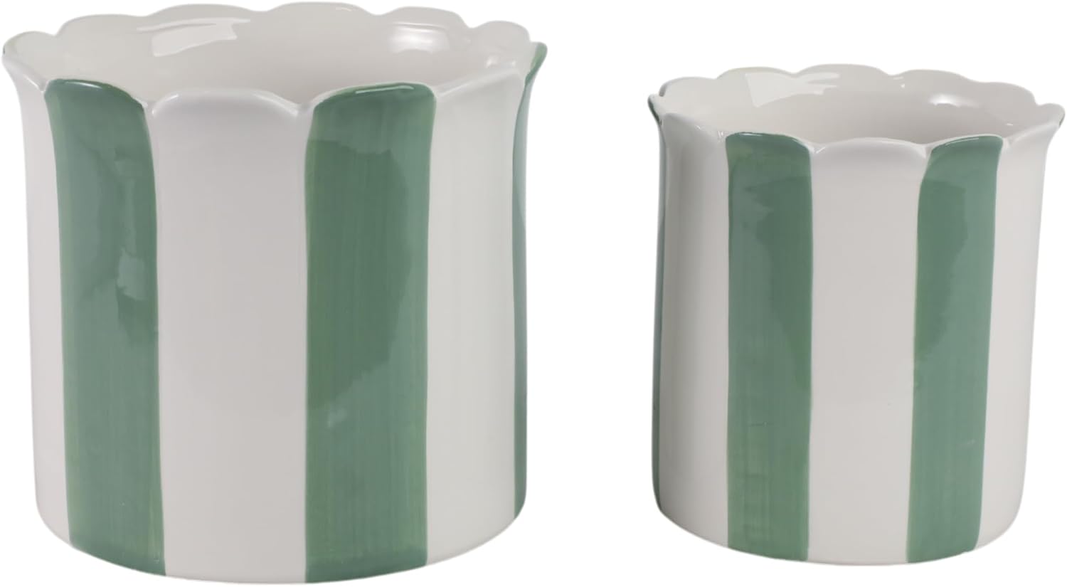 Ceramic Planter Pots / 6"L x 6"W x 6"H and 8"L x 8"W x 7"H / Green