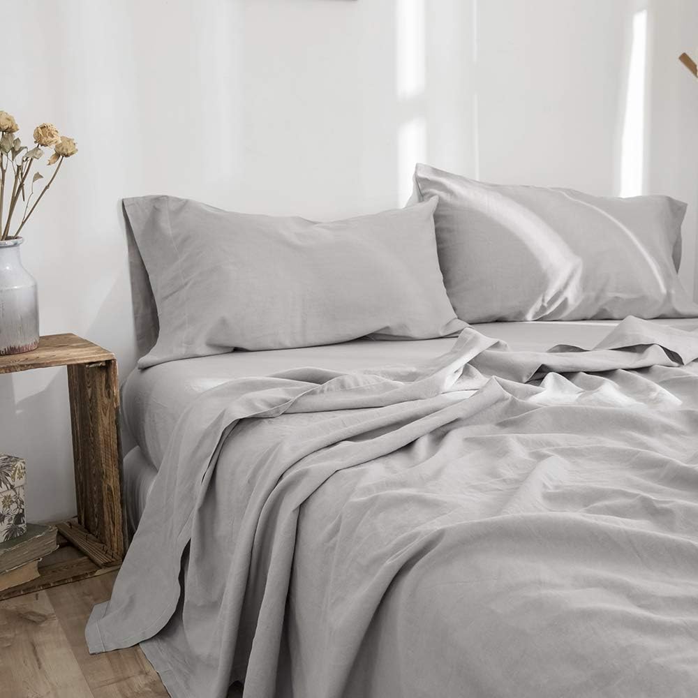 Linen Pillowcases 1 Pair Basic Style 55% Euro Linen 45% Cotton Blend / 20 x 30 / Grey / Set of 2