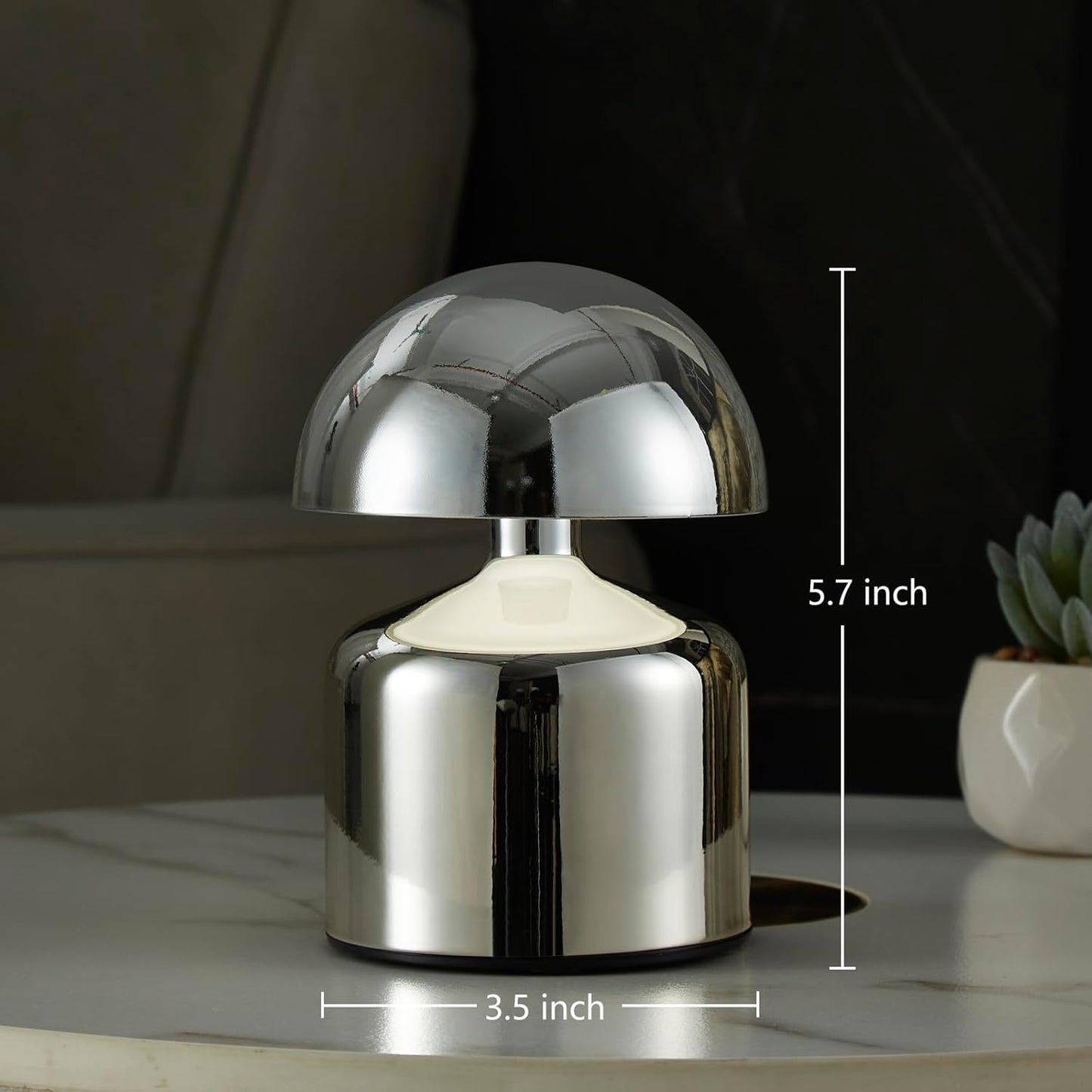 SAIWEYA Modern Cordless Mushroom Small Table Lamp, Dimmable Touch Battery | 3-Way Dimmable, Mini Rechargeable LED Desk