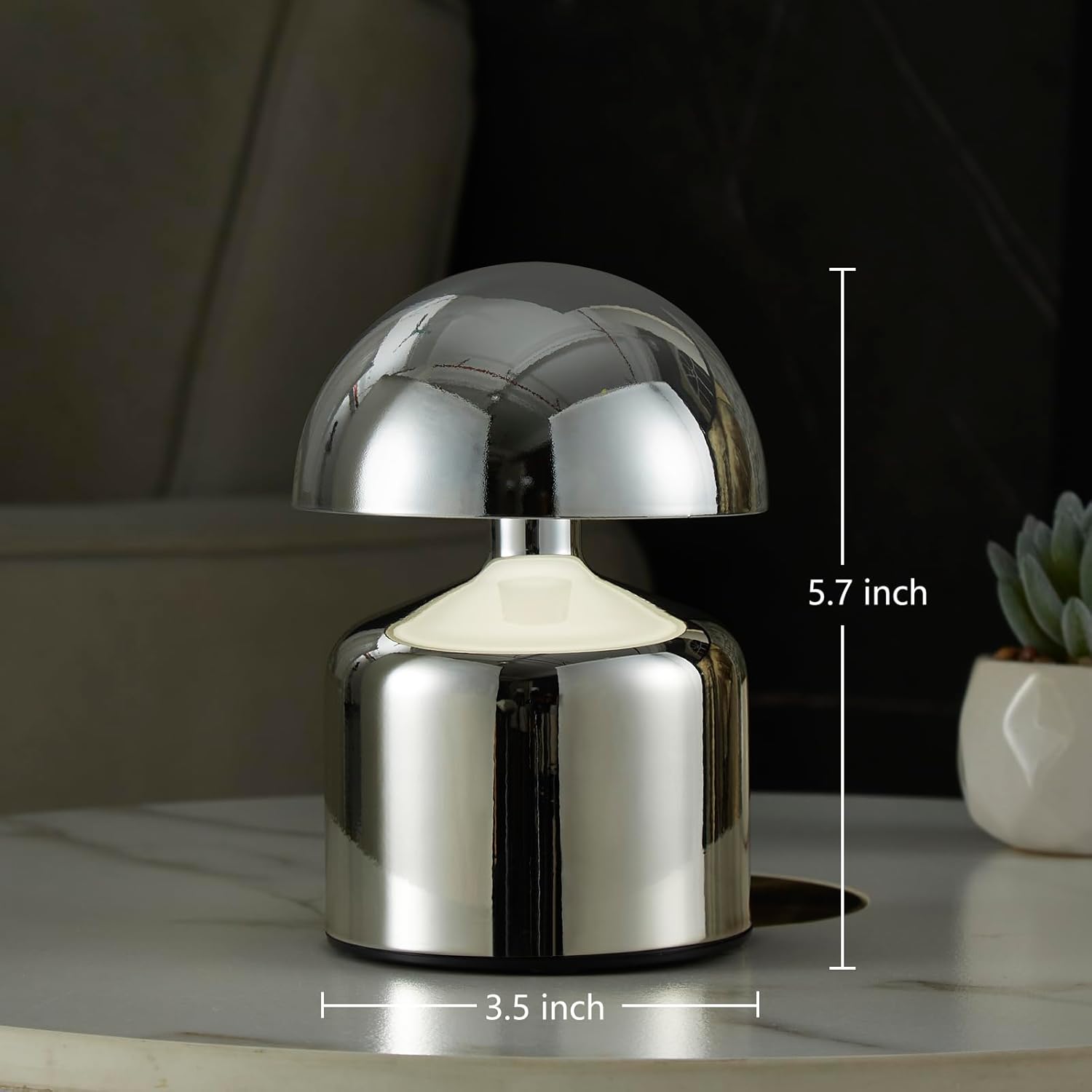 SAIWEYA Modern Cordless Mushroom Small Table Lamp, Dimmable Touch Battery | 3-Way Dimmable, Mini Rechargeable LED Desk