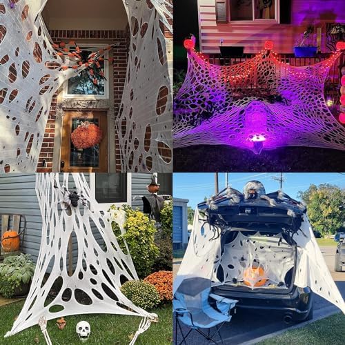 1000sqft Halloween Giant Spider Web Decoration,Cut Your Own Stretchy Spider Netting, DIY Spooky Flexible Spider Webs Decor for Halloween Haunted House Outdoor Decorations Holiday Party Supplies