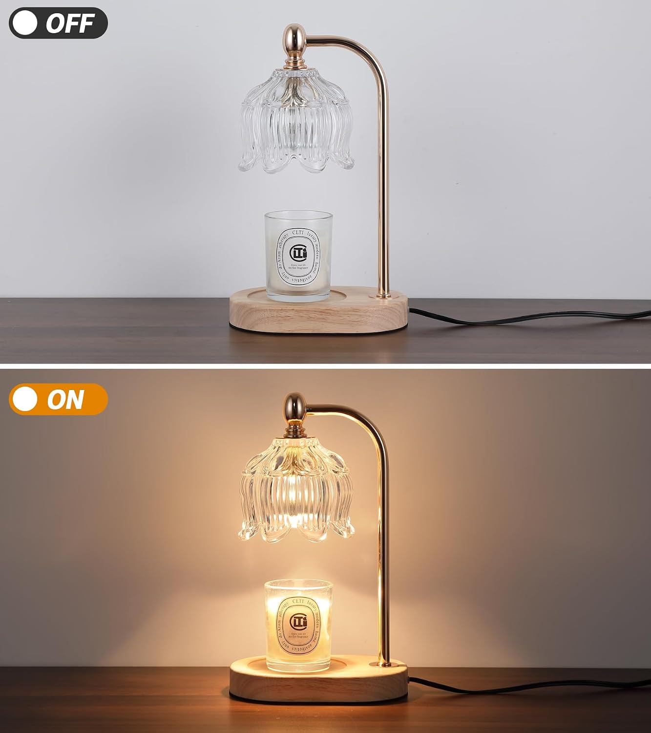 Candle Warmer Lamp with Timer and Dimmer,Electric Gold Light Gifts for Women Melt Wax Warmer Lamp with 2 Bulbs for
