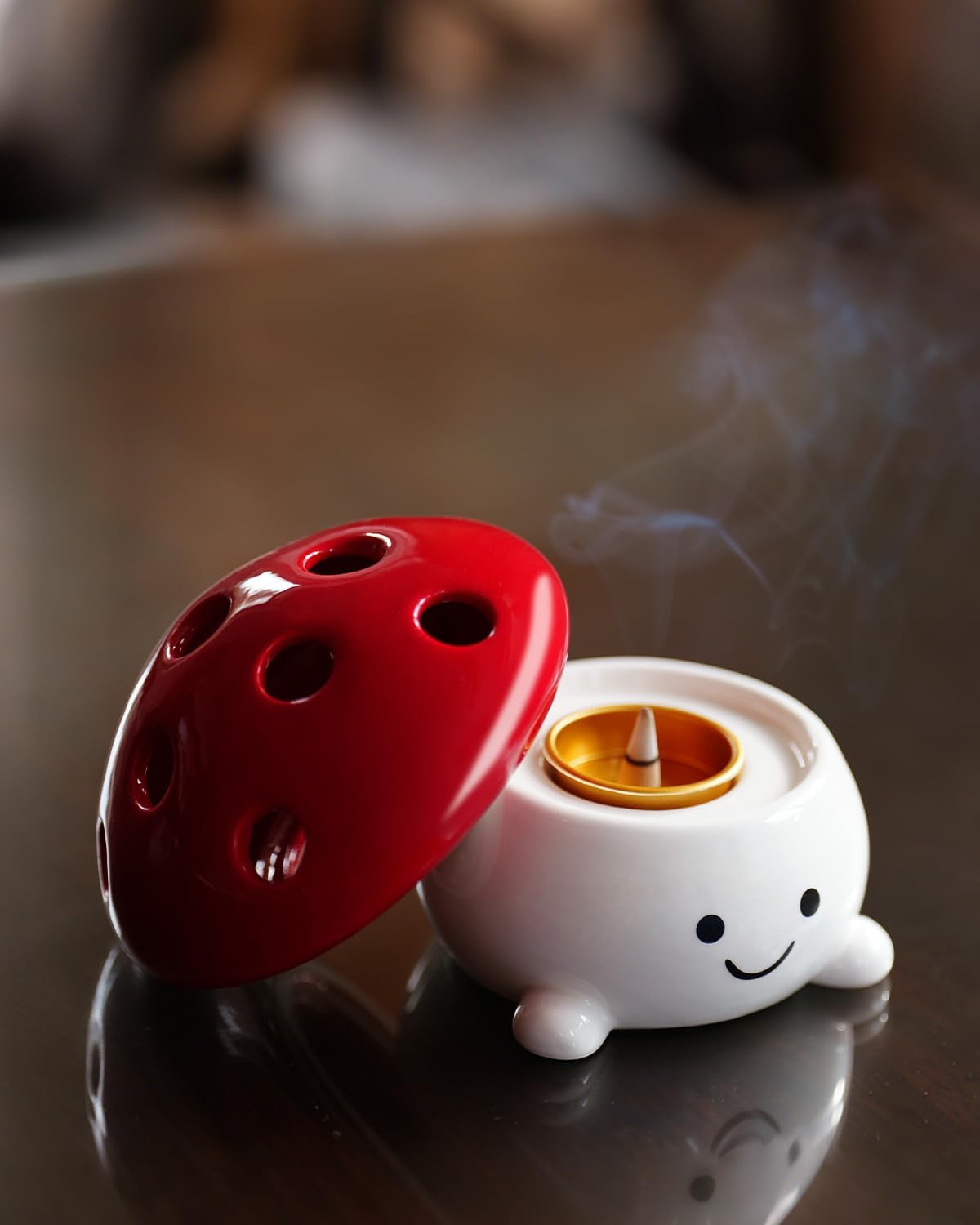 Smily Face Incense Cone Holder Mushroom Incense Cone Burner Unique Gifts for Women Men