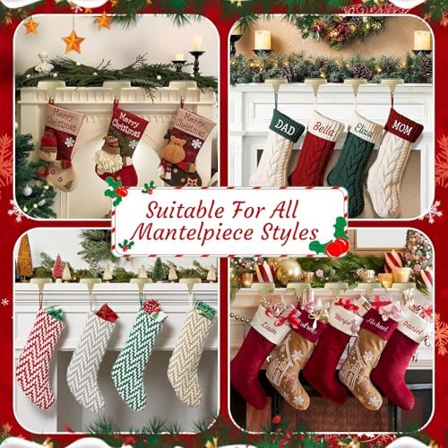 2-Pack Christmas Stocking Holders for Mantel, Weighted Metal Hooks, Bronze