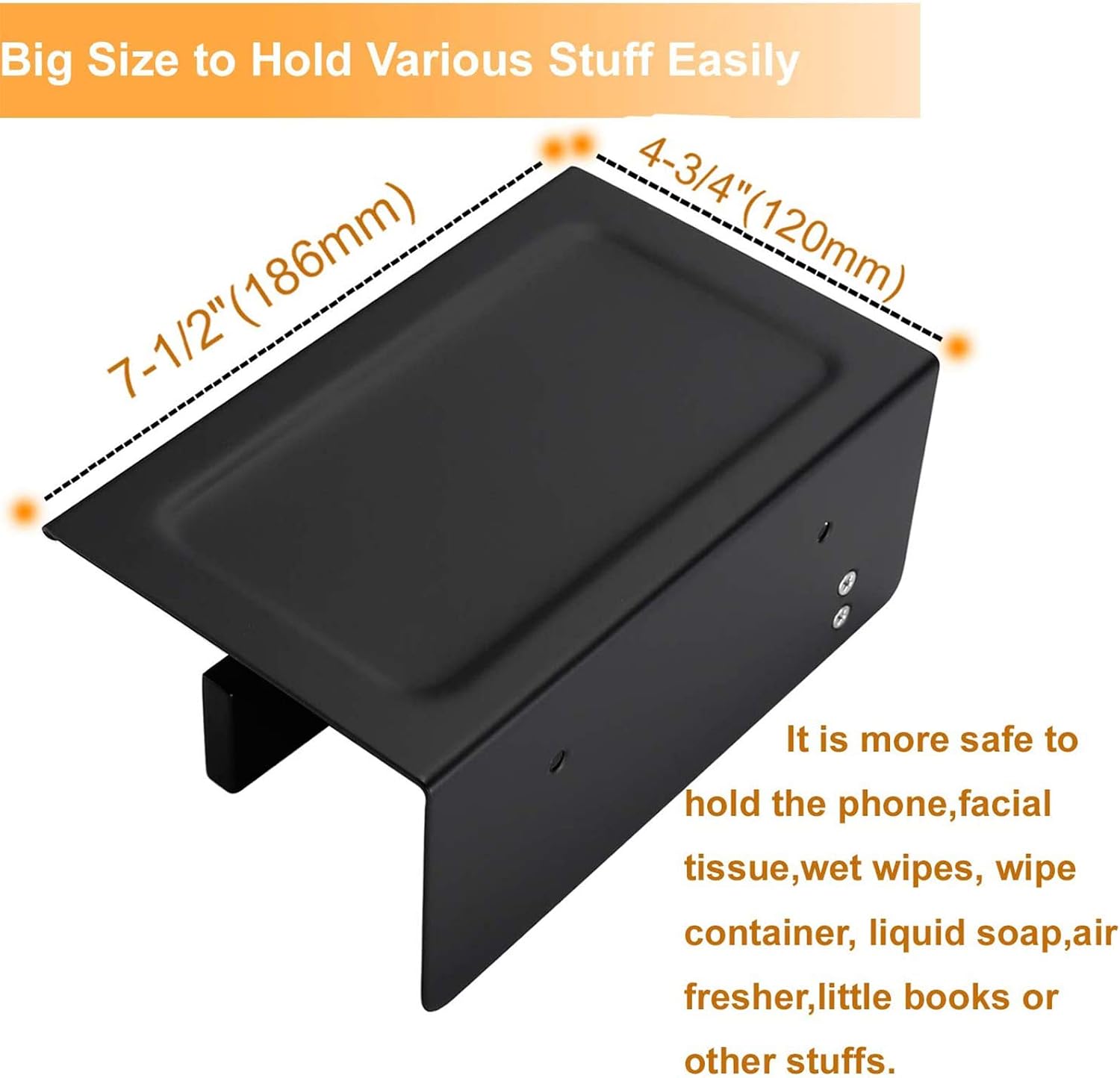Nolimas Matte Black Toilet Paper Holder with Shelf, SUS304 Stainless Steel Bathroom Square, Modern Anti Rust Wall