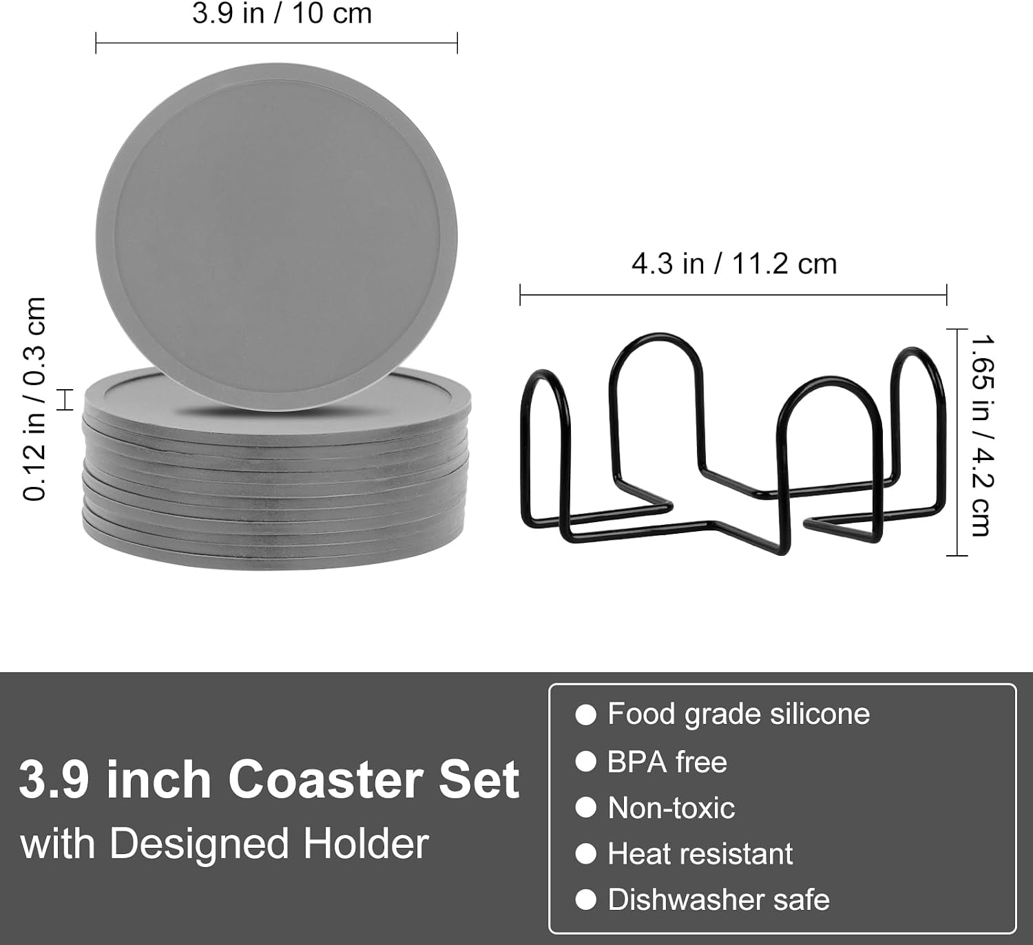 Holder / Heat Resistant Cup Mat Tabletop Protection / Gray / Set of 12