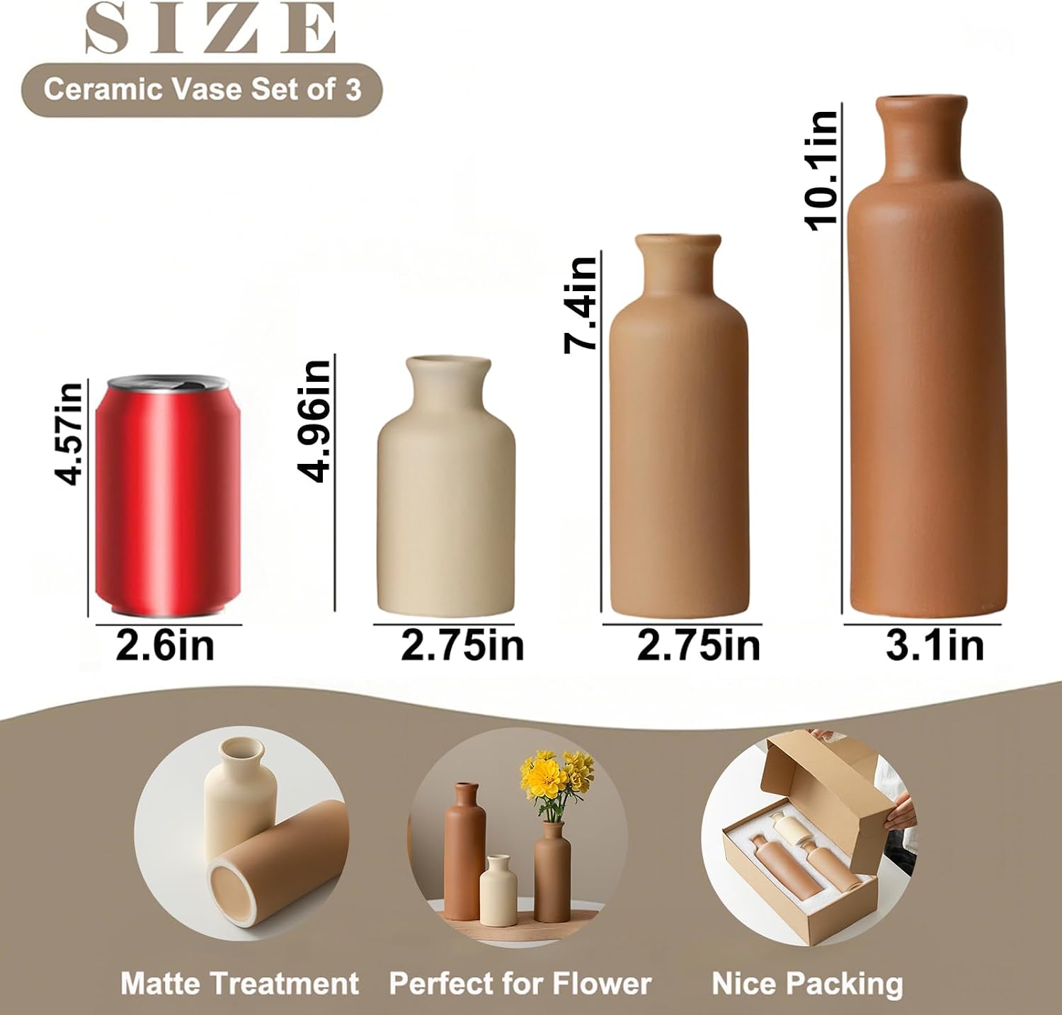 Modern Ceramic Vase / Coffee Mix / Set of 3