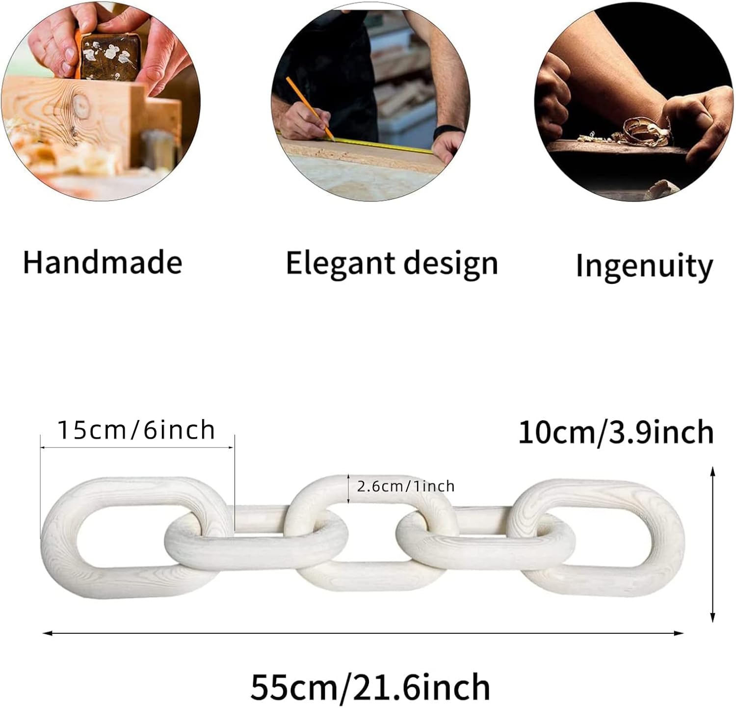 Wood Chain Link Decor / White