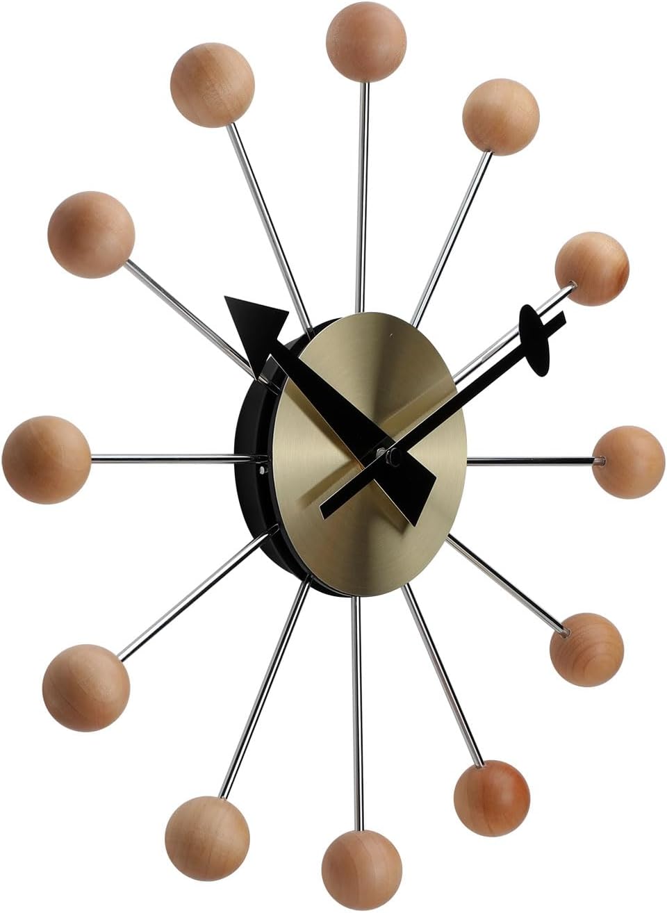NUOVO 13 Inch Wood Ball Wall ClockMulticolor Mid Century Creative Silent Quartz Personality Funny Decorative Home