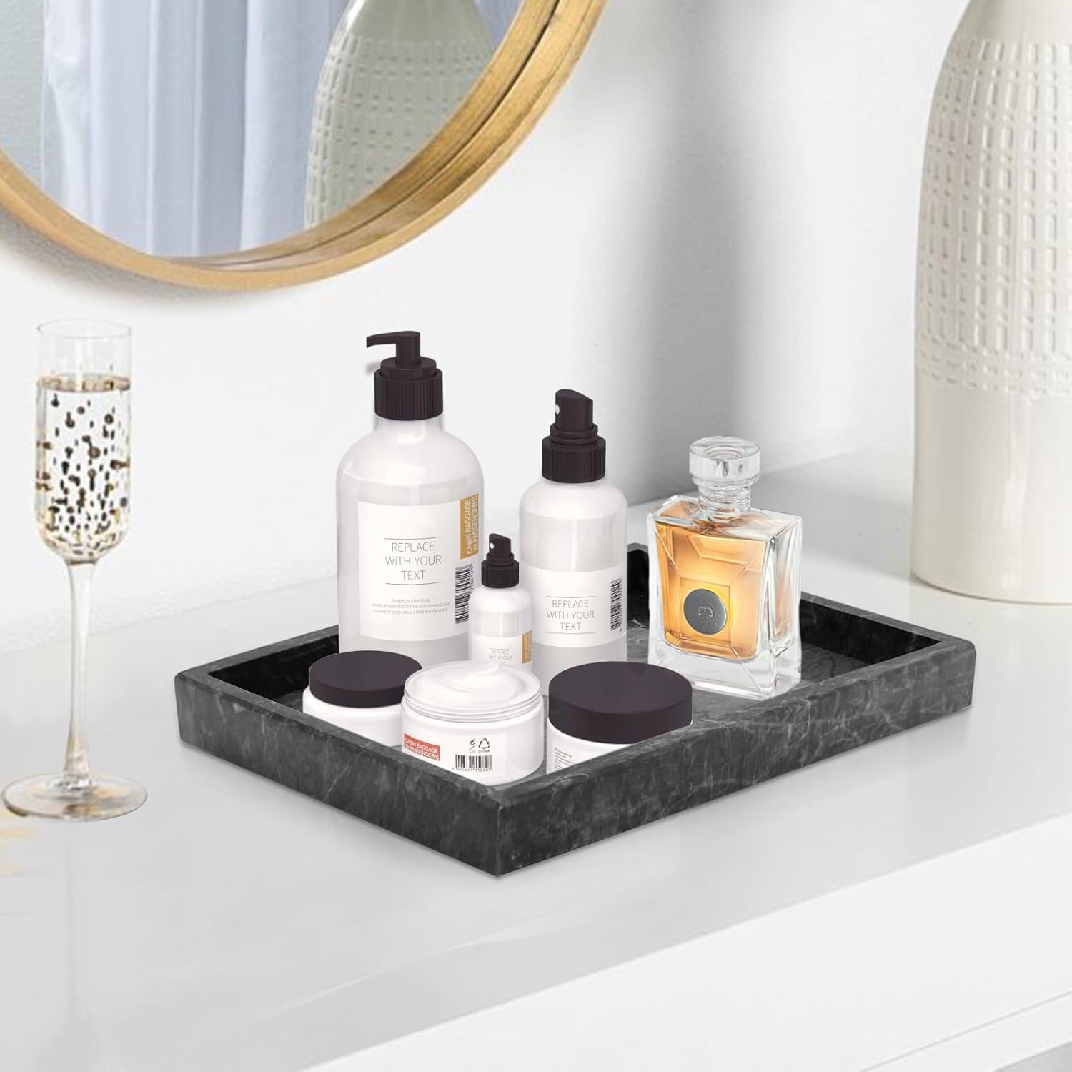 Stone Tray / Marble Trays / Black / 12 x 8