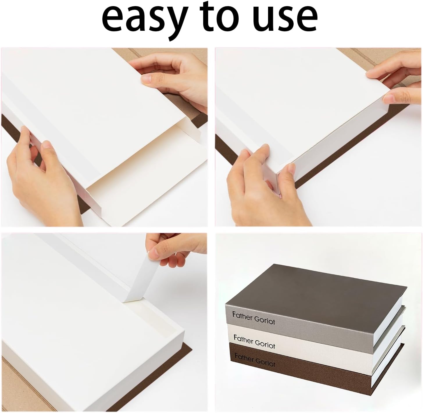 Decorative Books / Brown+grey + White / Set of 3