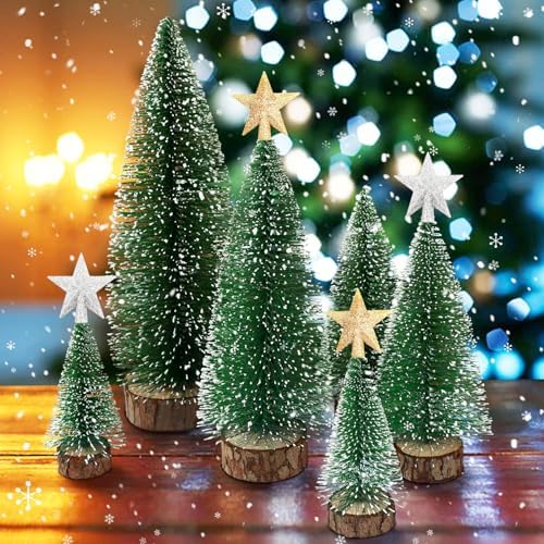 8 Pcs Mini Christmas Tree Topper Mini Star Tree Topper 1.77 Inch Christmas Star Treetop for Small Tree Christmas Holiday Ornaments Decoration (Glitter Gold Silver)