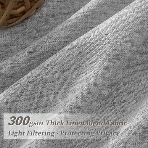 PleatedDrapes Light Grey Pinch Pleat Curtains 105 Inches Extra Long for Room Divider, Memory Shape Semi Sheer Natural