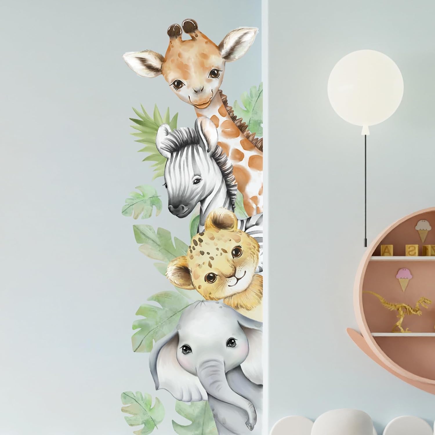 Watercolor Animal Wall Decals Jungle Animal Wall Stickers Tiger / Style 4-left / 44.88 x 15.75