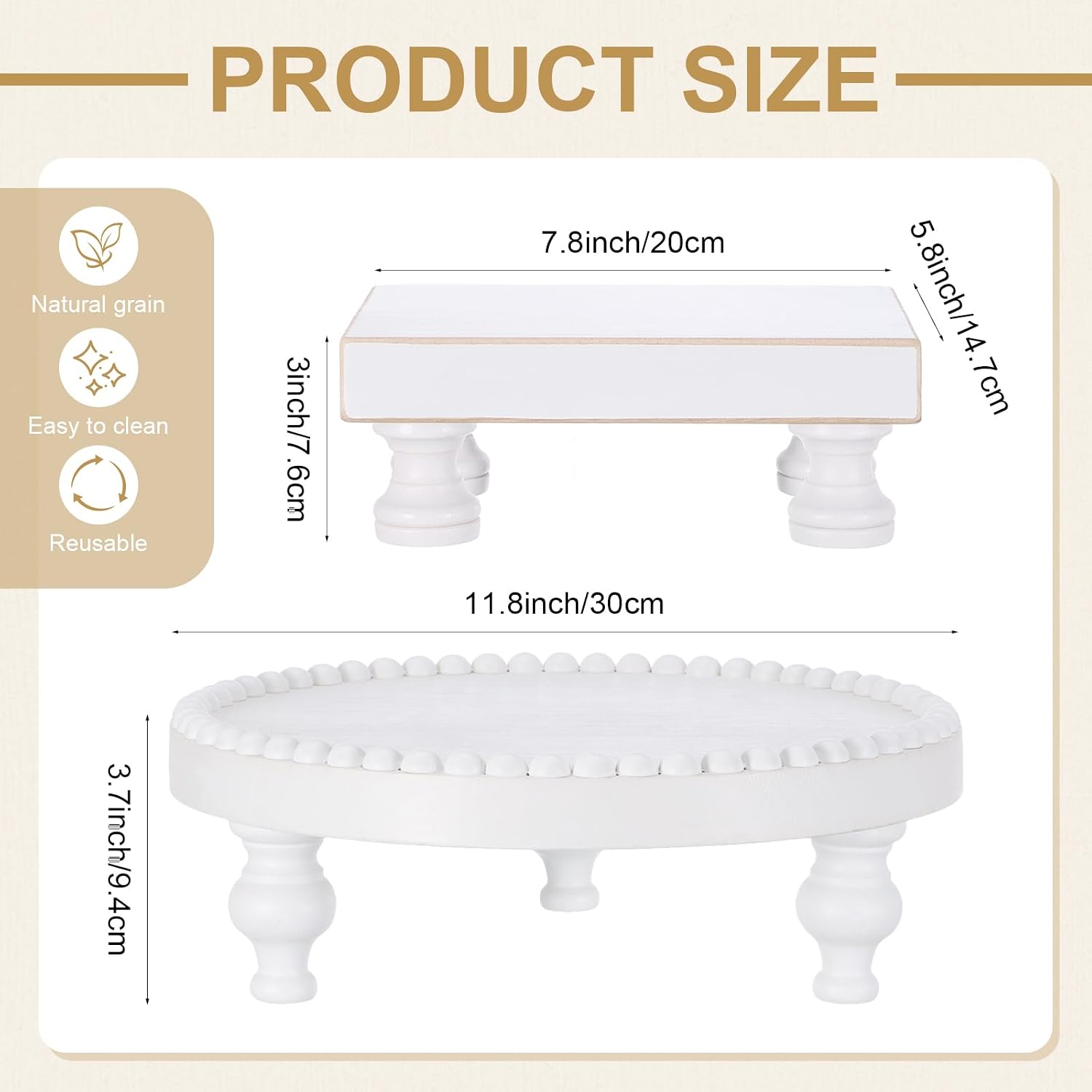 Round and Square Decorative Pedestal Stands / Set of 2