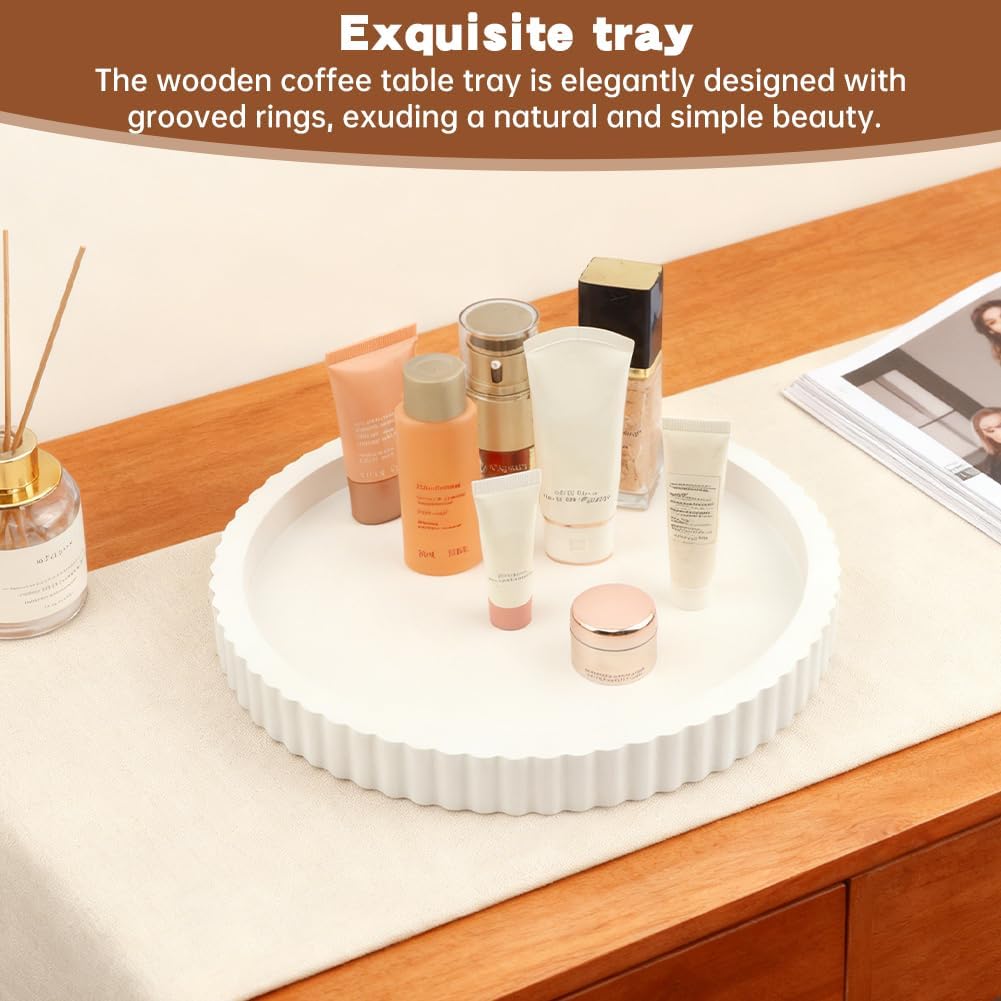 Decorative Tray & Coaster Set / White / Set of 2