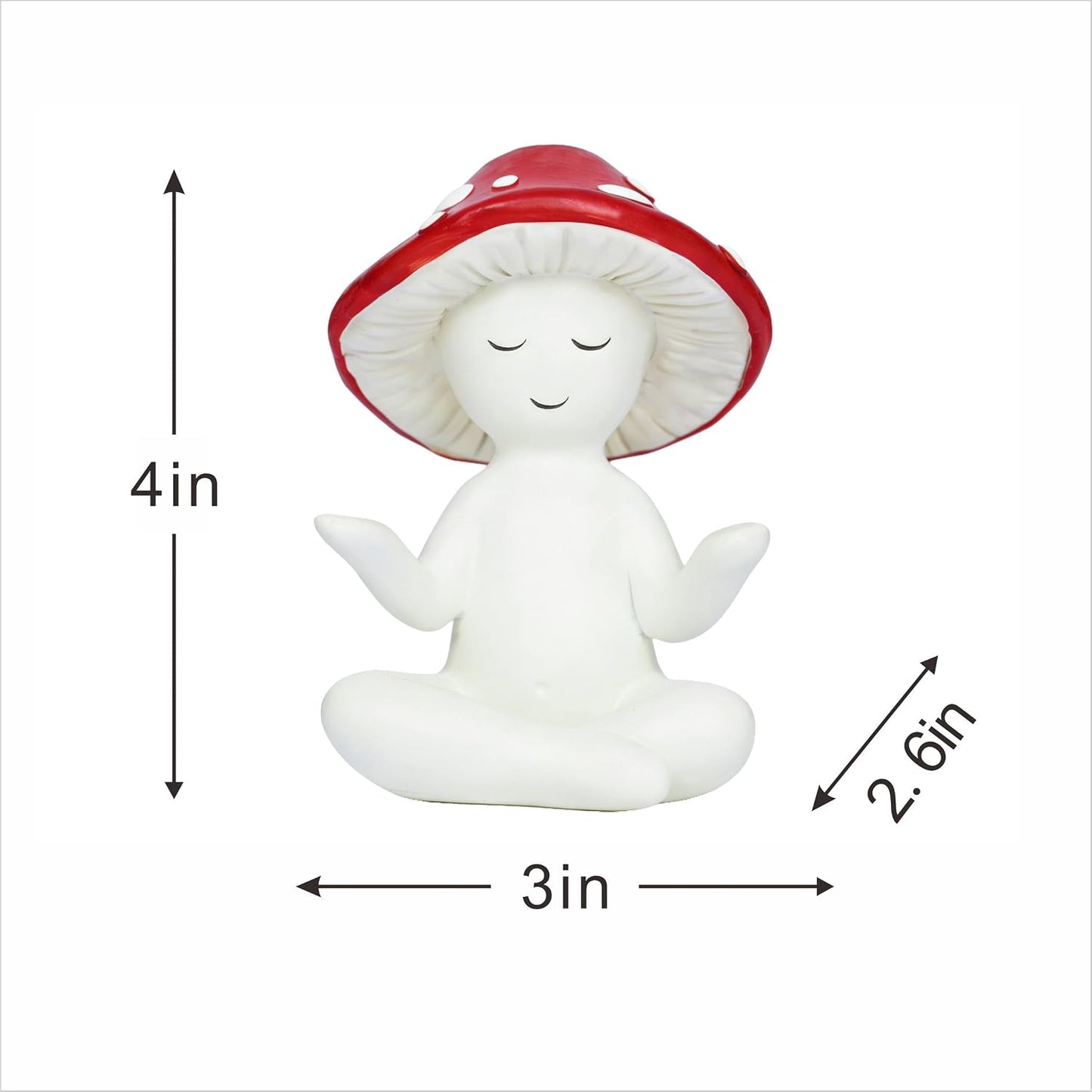 Meditation Mushroom Statue Yoga Mushroom Figurine Tabletop Decor / Red