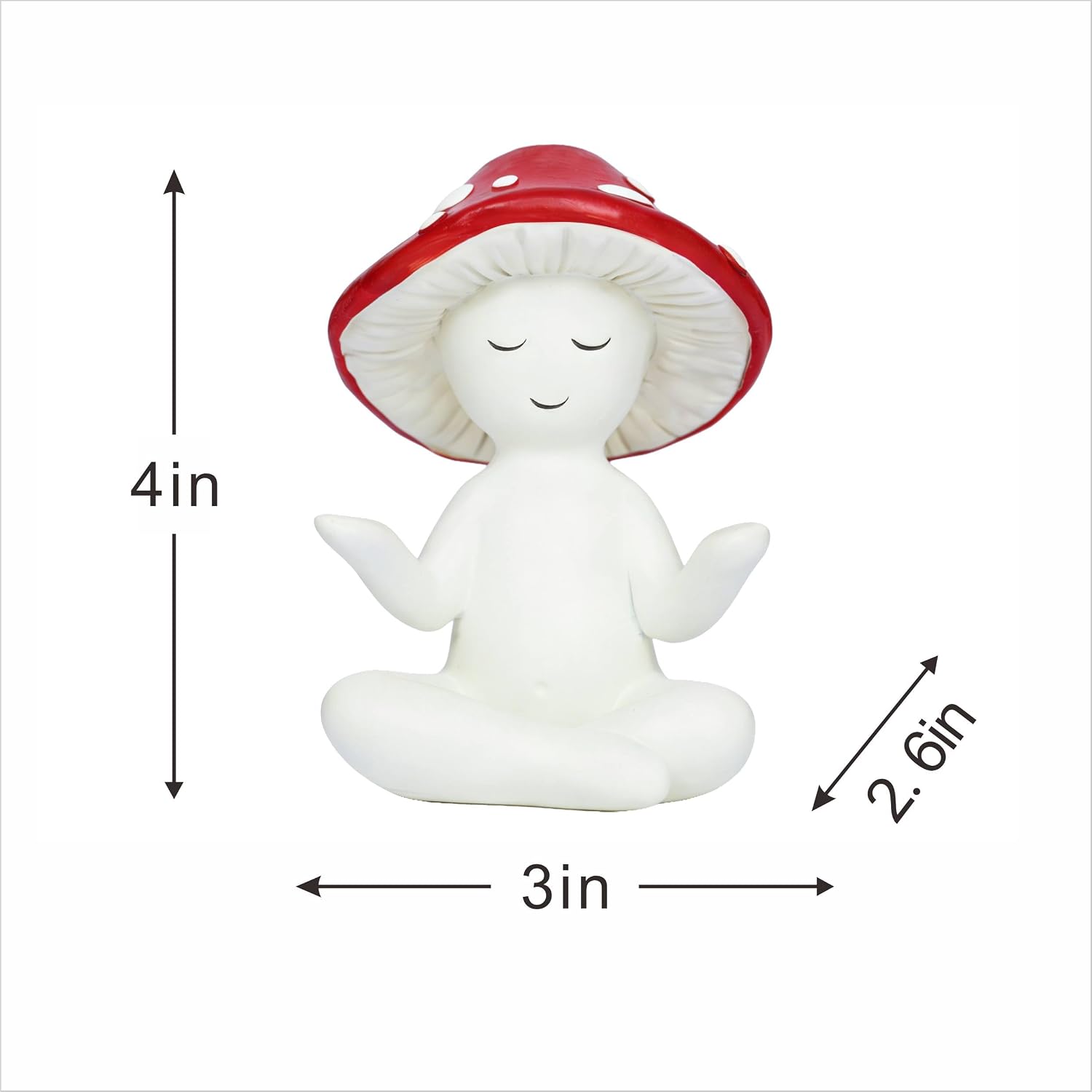Meditation Mushroom Statue Yoga Mushroom Figurine Tabletop Decor / Red