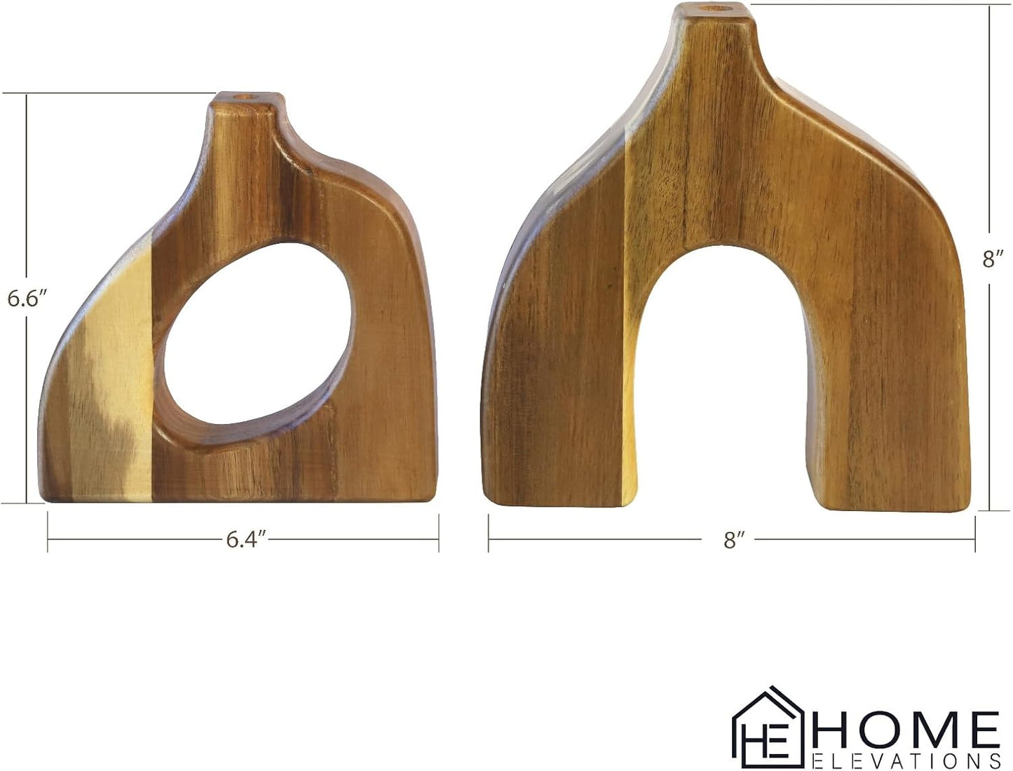 Wooden Vases for Decor / Set of 2
