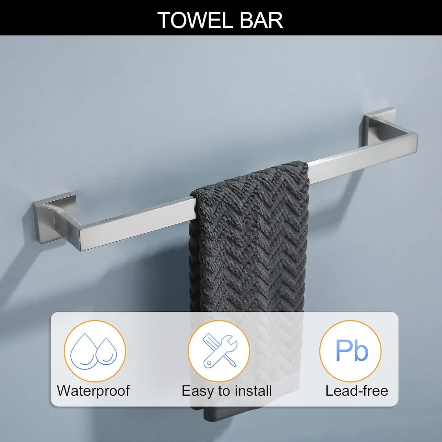 Brushed Nickel Bathroom Towel Bar Set Bathroom Accessories Hardware Set Including Towel Bar Towel Ring Coat Hook and