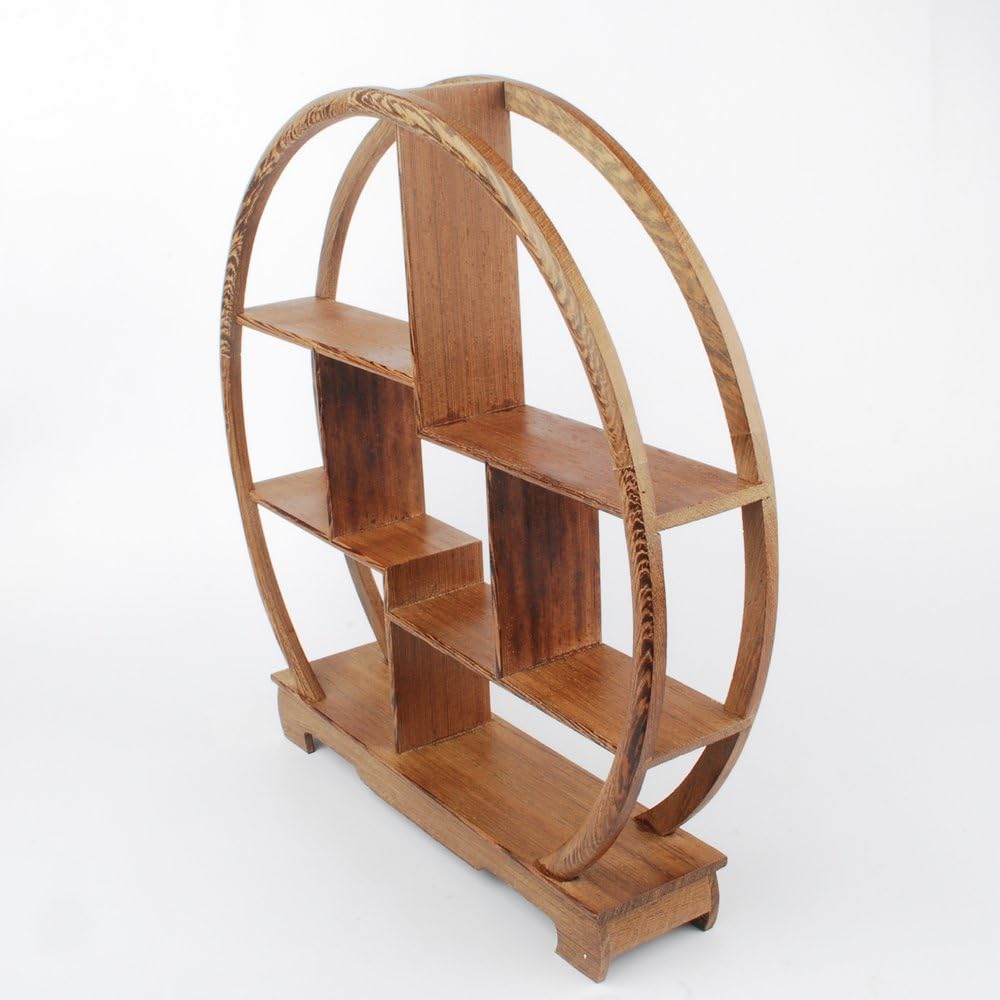 Chinese Wooden Rosewood 11" Curio Cabinets Shelf+ Mini Redware 2.5" Teacup / Circle / Set of 3