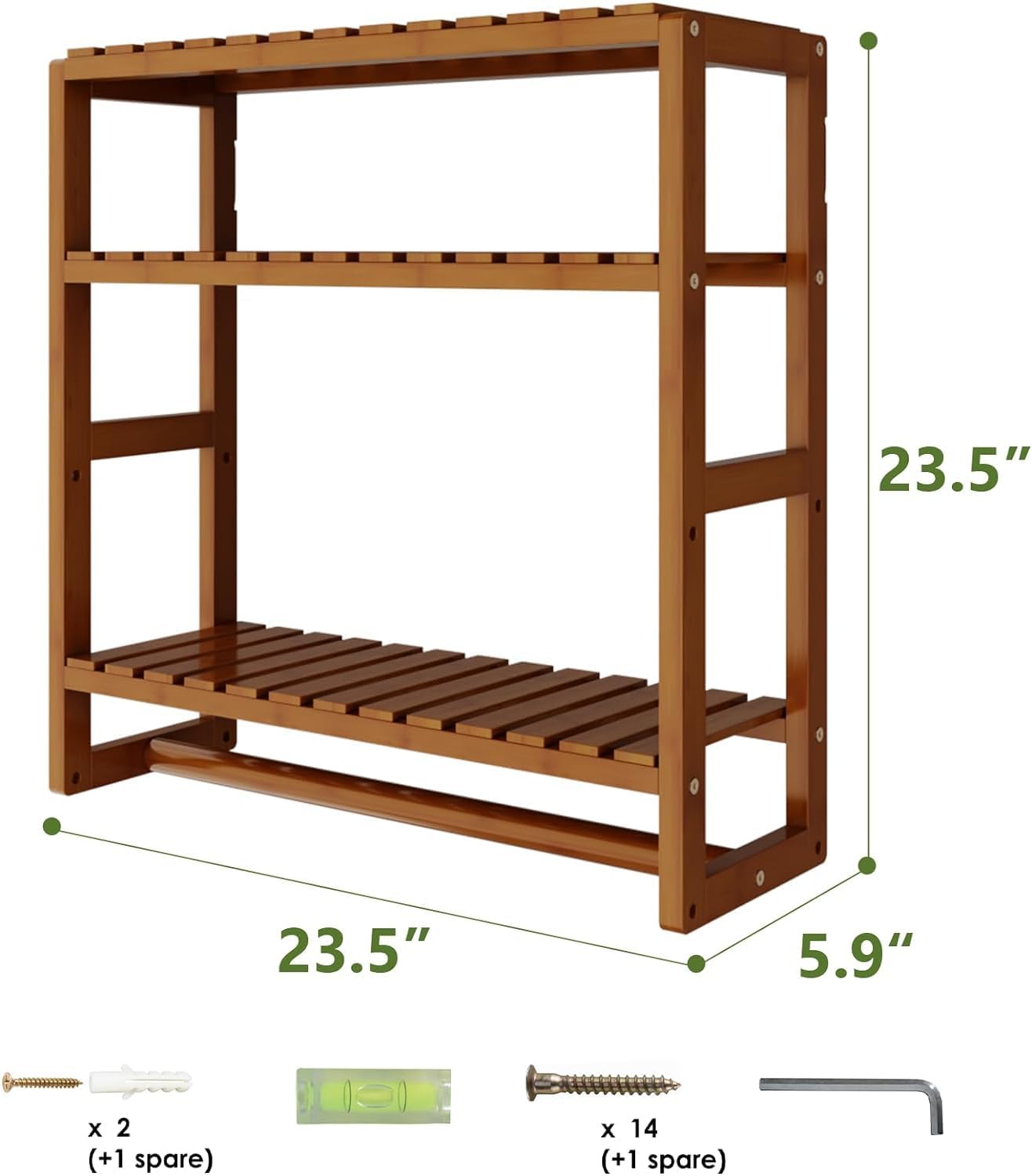 Galood Over The Toilet Storage Bathroom Shelves Wall Mounted 3 Tier Brown-L | Space Saver Corner Shelf Organizer Bamboo