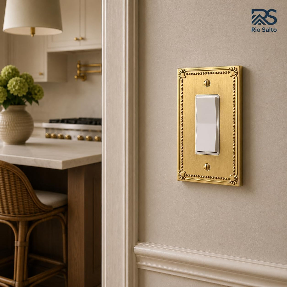 Rio Salto Rocker Light Switch Cover Plate Decorator Paddle GFCI Outlet Covers Wall Plates 1 Gang Brushed Brass Gold