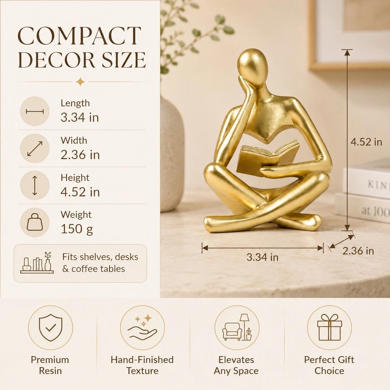 Abstract Reading Figurine Style A / Reader-gold-a