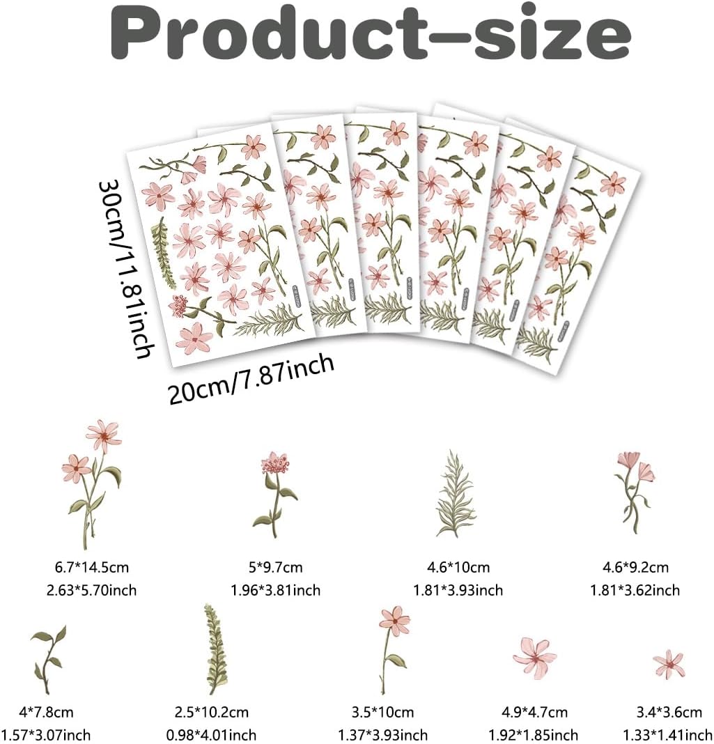 Boho Watercolor Flower Wall Stickers / Flower Wall Stickers-6591