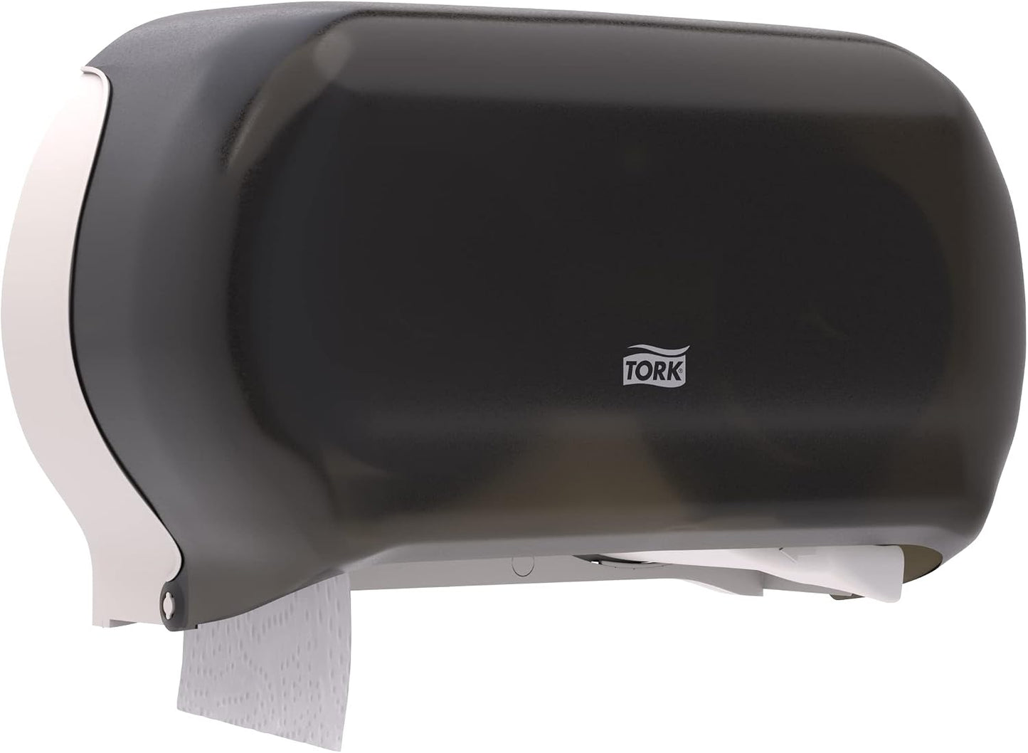 Tork Twin Jumbo Toilet Paper Roll Dispenser Smoke T22, 56TR | Refill Indicator Window