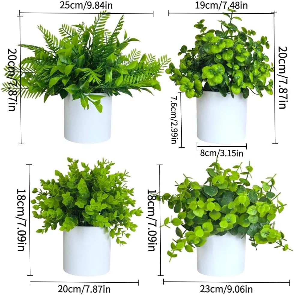 Small Fake Plants Artificial Potted Plants Faux House Plants Mini Pot Plastic / 3# / Set of 4