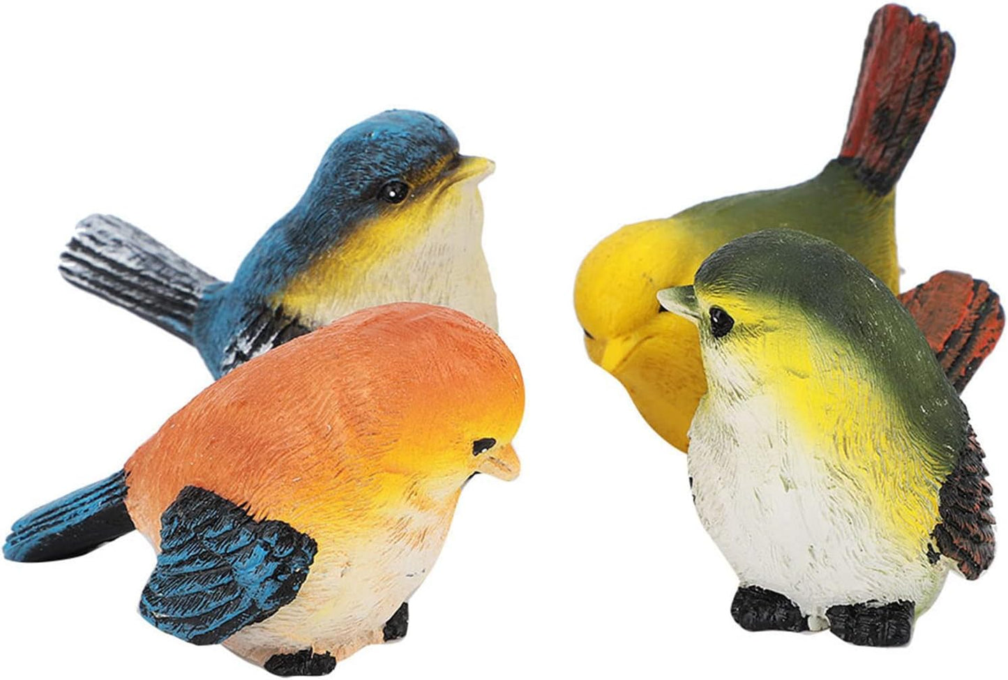 Bird Figurine / Resin Birds Statue Decorative Animal Garden Ornament / Set of 4