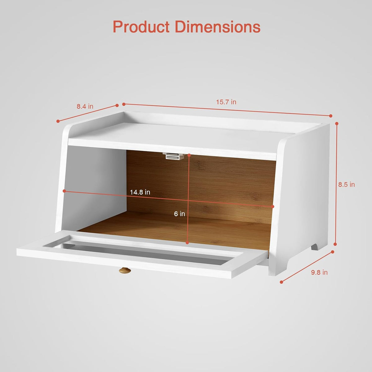 Goozii White Bread Box for Kitchen Countertop, Modern Counter Breadbox for Homemade Bread, Large Corner Bread Storage