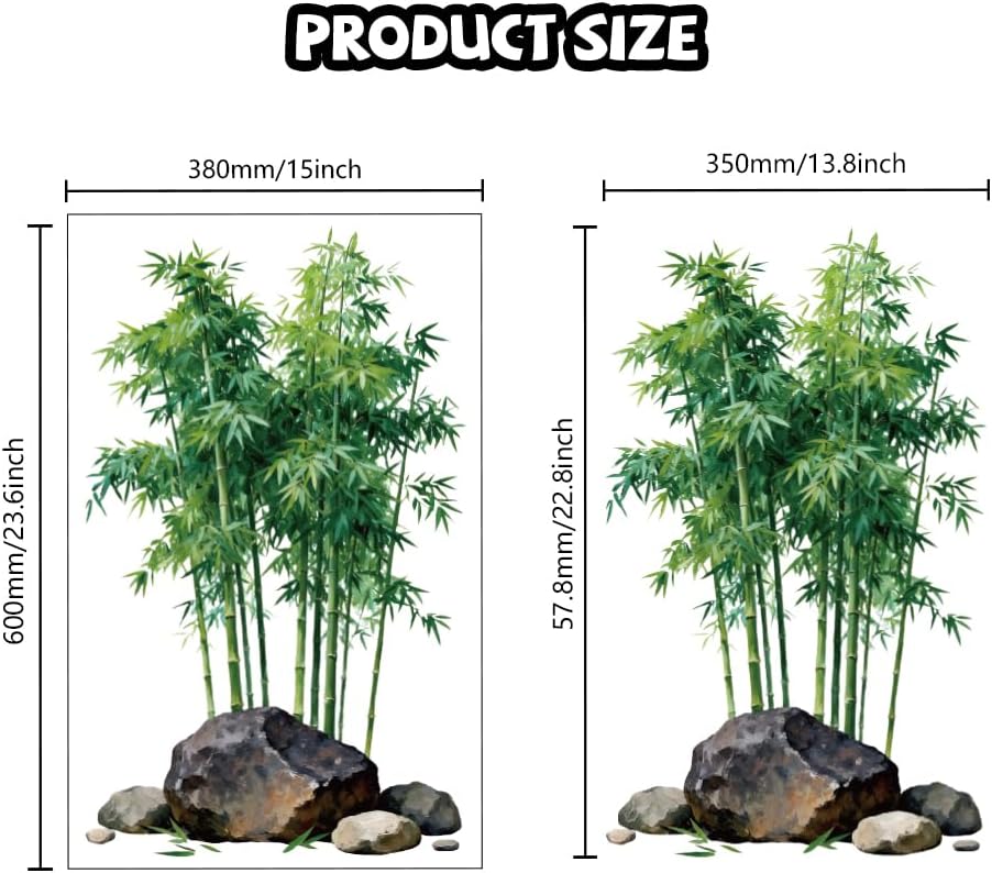 Wall Stickers Decals Decor Removable Peel and Stick / Bamboo and Stone / 15 x 23.6