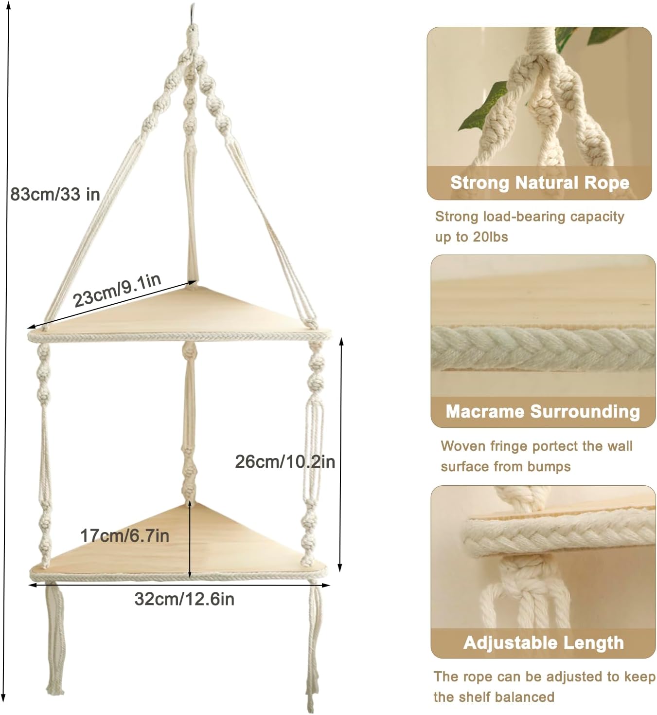 Rustic Wooden Plant / Beige - 2 Tier