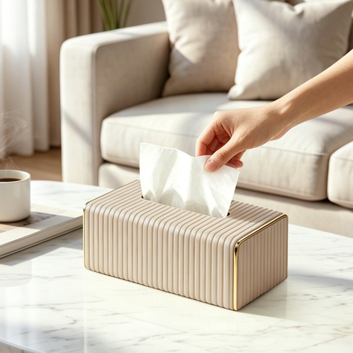 Tissues Holder / Apricot Tissue Box Cover / Beige / Rectangle