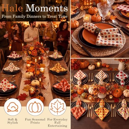 Mixweer 12 Pack Fall Thanksgiving Cloth Napkins Bulk, 15 x 15 Inch